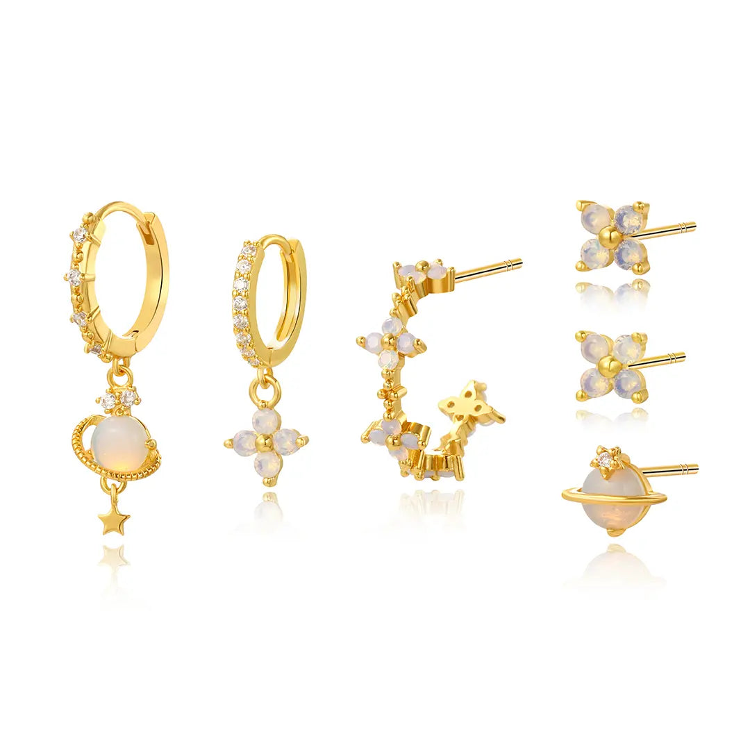 Moonstone Flower Earring Set