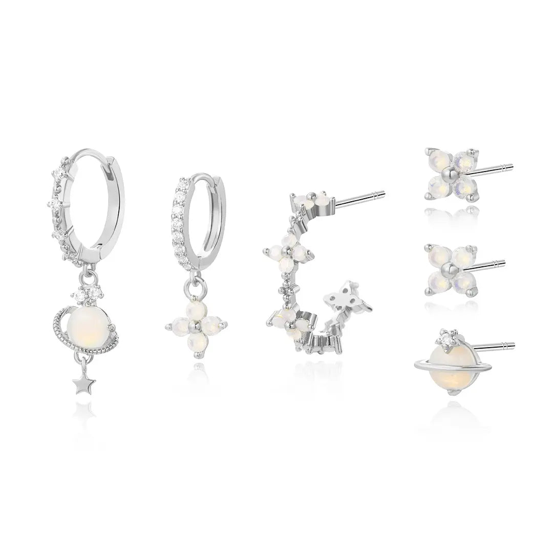 Moonstone Flower Earring Set