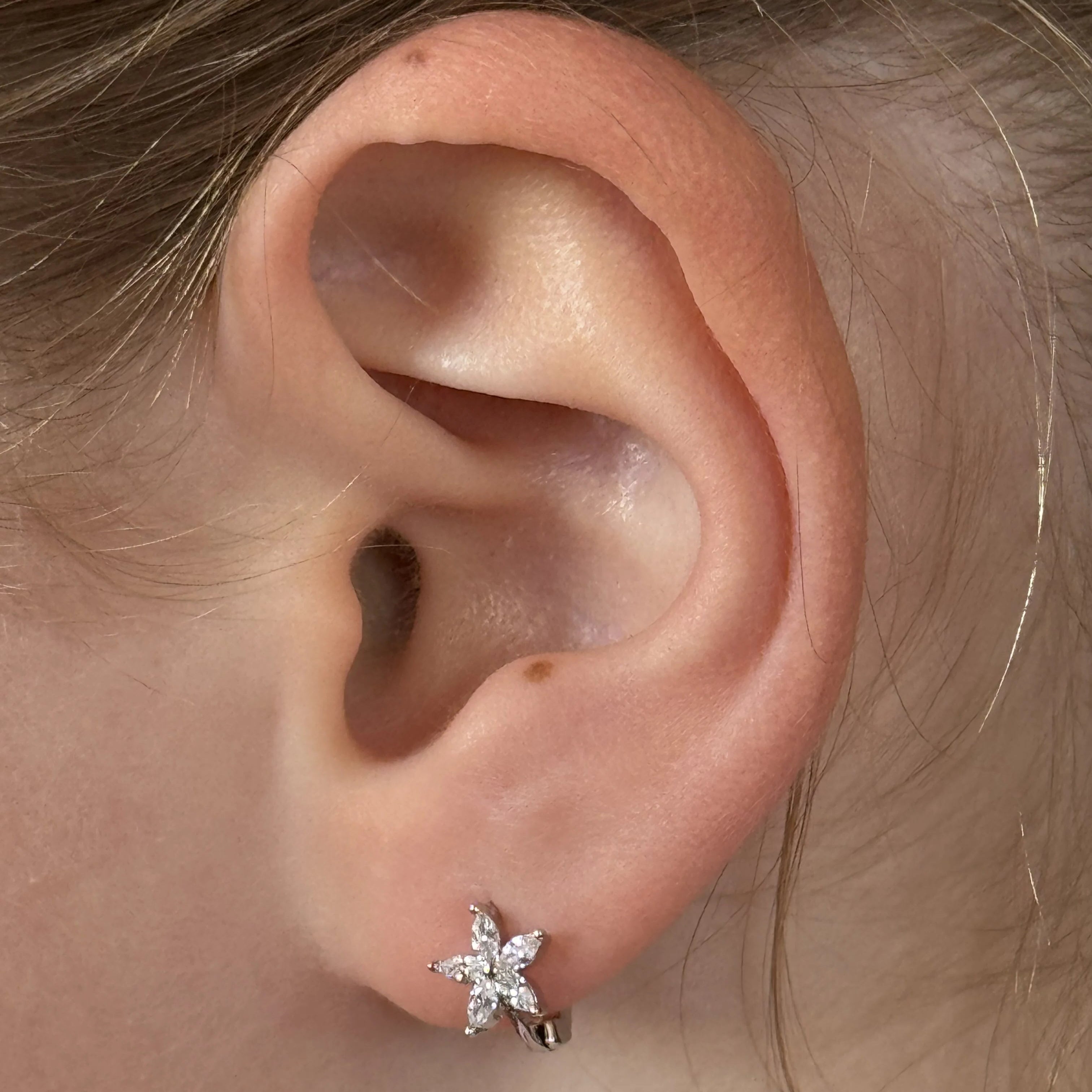 Ella Crystal Flower Huggie Earring