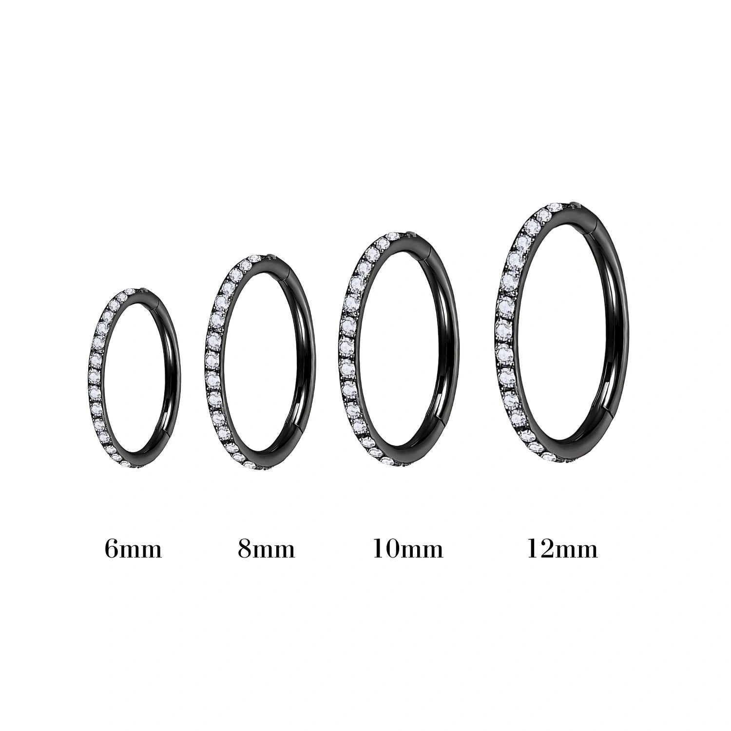 Multisized Titanium Crystal Clicker Helix Hoop | Conch Ring | Septum Clicker
