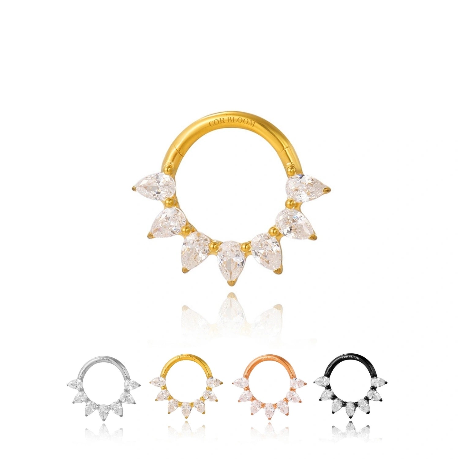 Titanium Diamond Icy Petals Septum Clicker | Daith Hoop