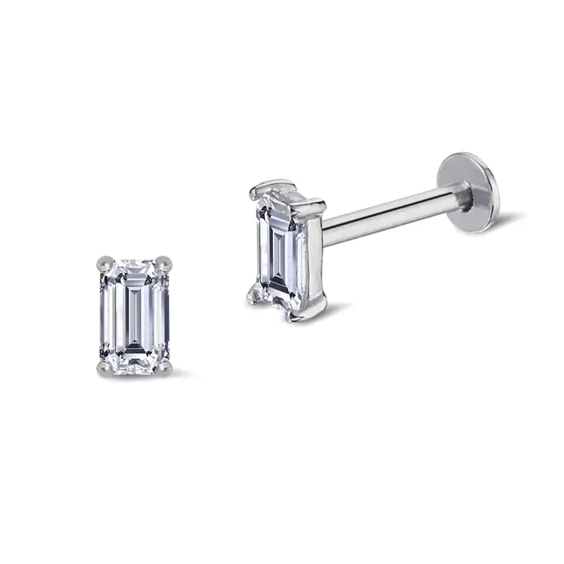 Brilliant White CZ Labret Piercing Stud (16G)