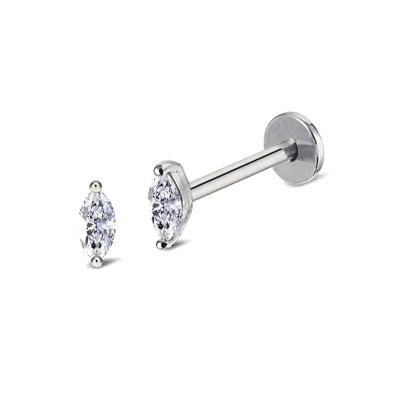Brilliant White CZ Labret Piercing Stud (16G)