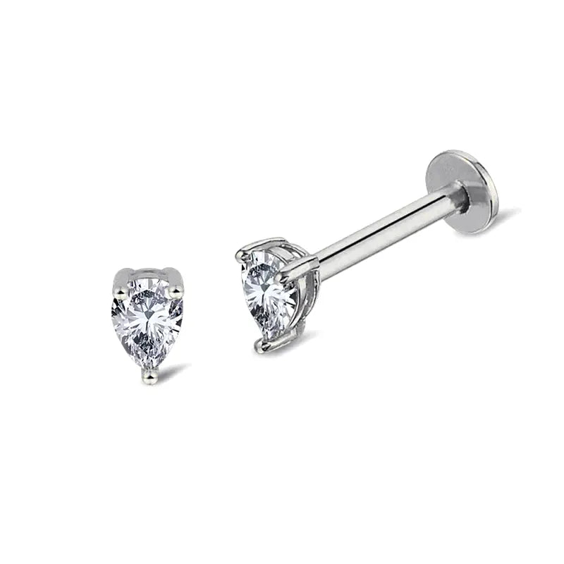 Brilliant White CZ Labret Piercing Stud (16G)