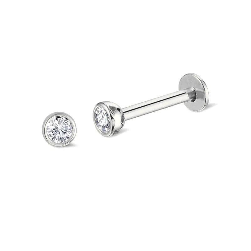 Brilliant White CZ Labret Piercing Stud (16G)
