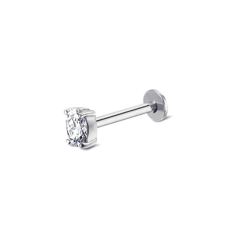 Brilliant White CZ Labret Piercing Stud (16G)