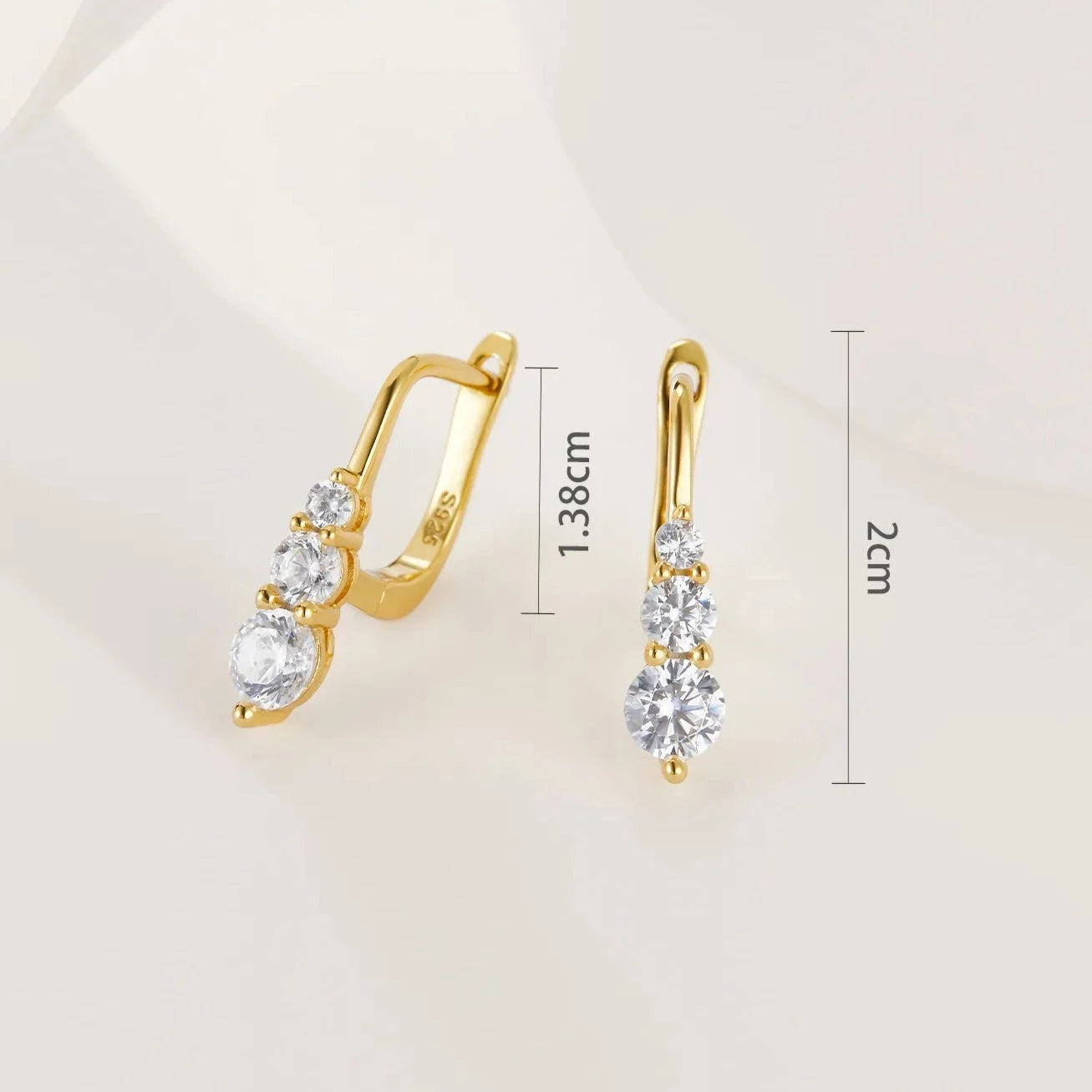 Graduated White Crystal Hoop Earrings