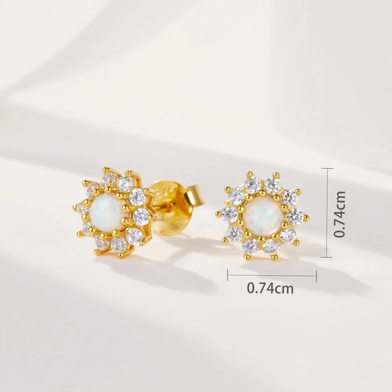 Sparkling White Opal Sunflower Stud Earring