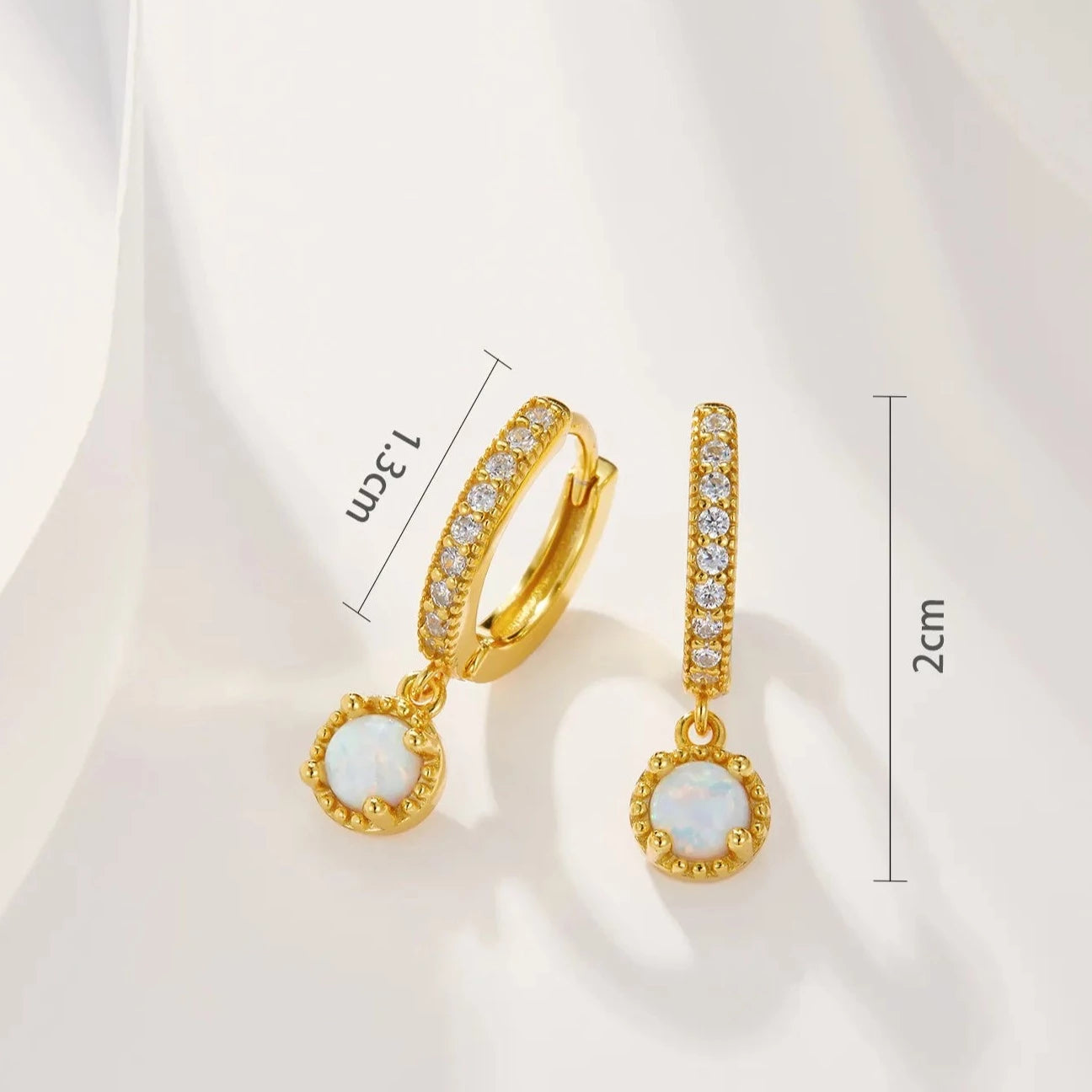 Athena Sparkling White Opal Hoop Earrings