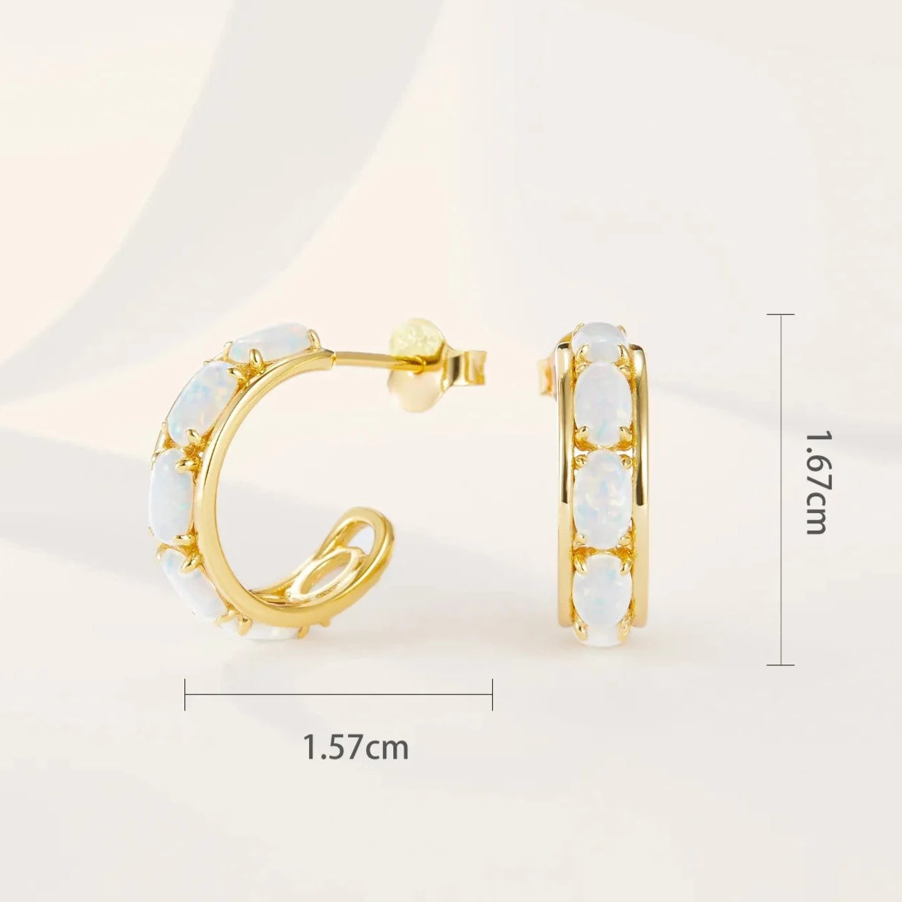 Luxe White Opal Stone Huggie Earrings