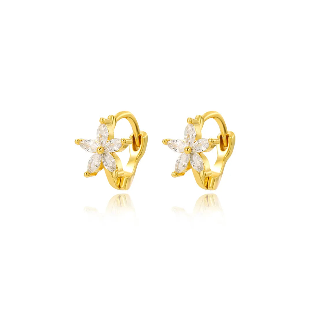 Ella Crystal Flower Huggie Earring