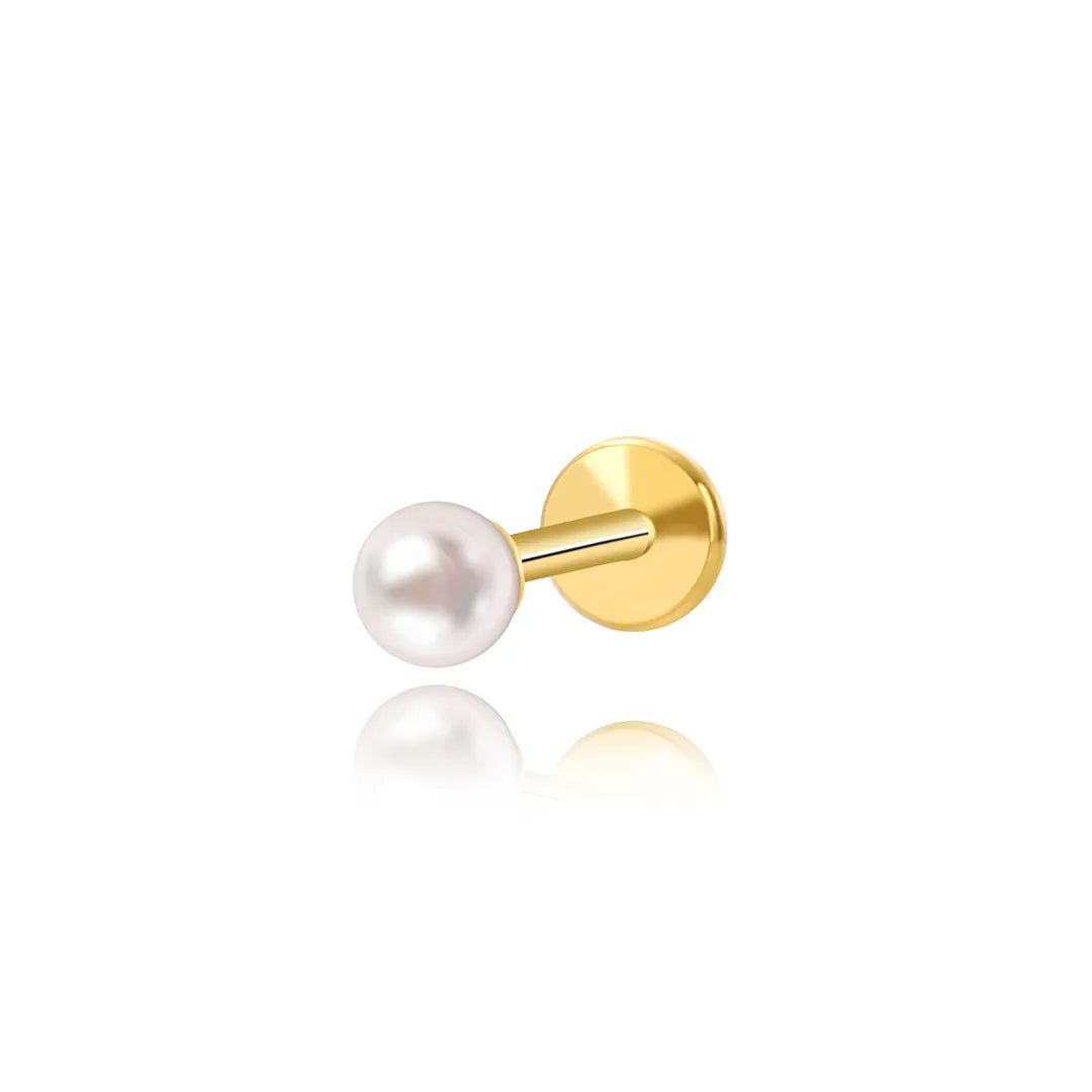 Dainty Baby Pearl Flat Back Piercing Earring MInimal Pearl Stud 18G