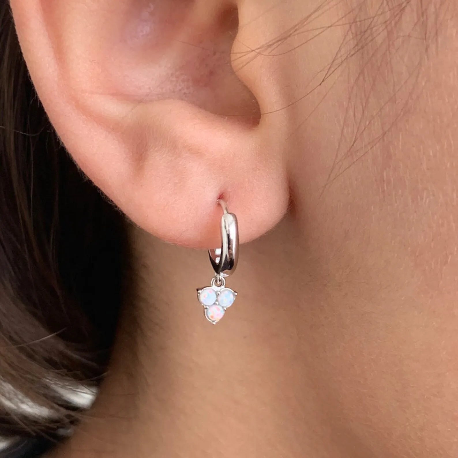 Trio Precious Opal Hoop Earrings