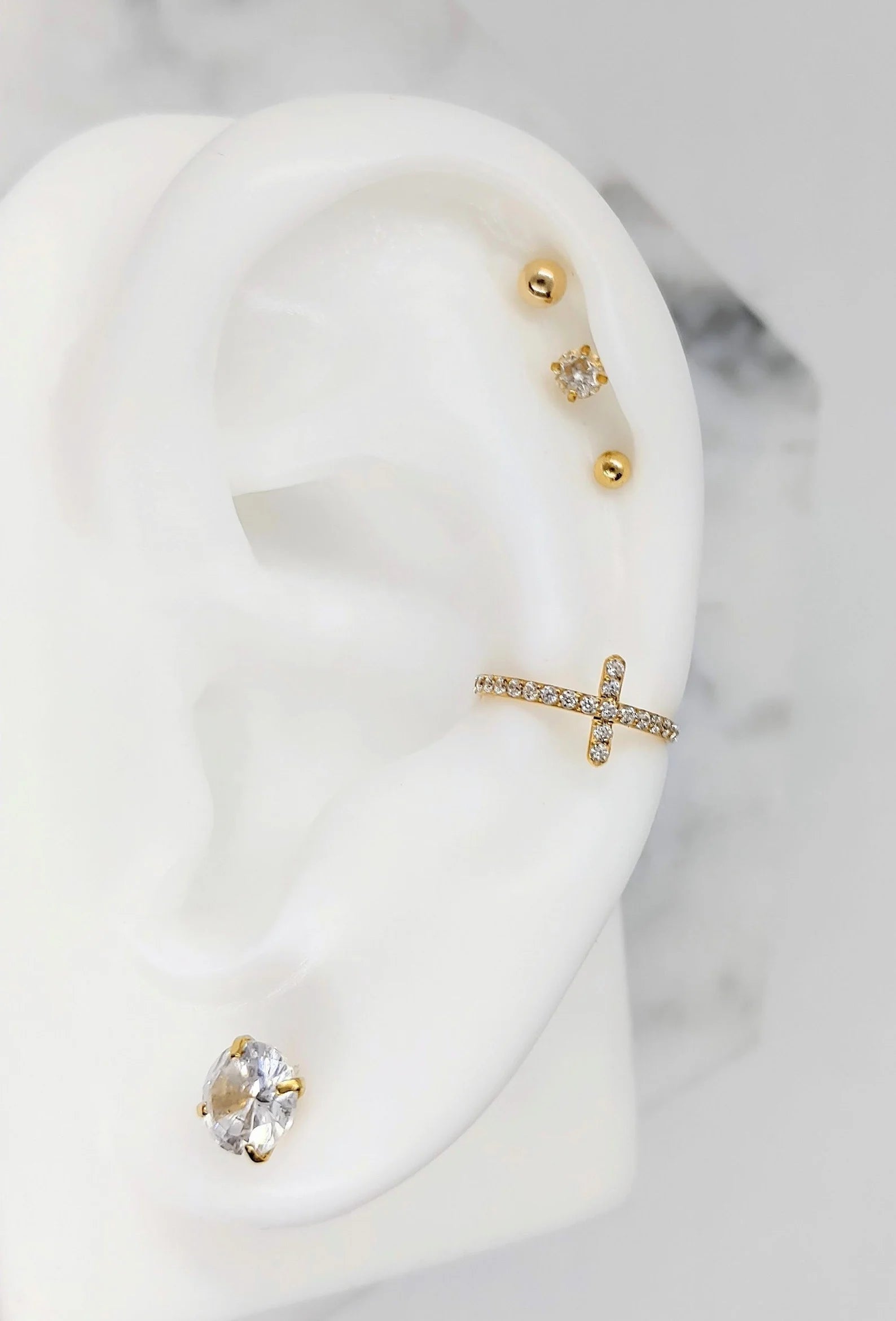 Titanium Diamond Cross Clicker | Helix Ring | Conch Hoop