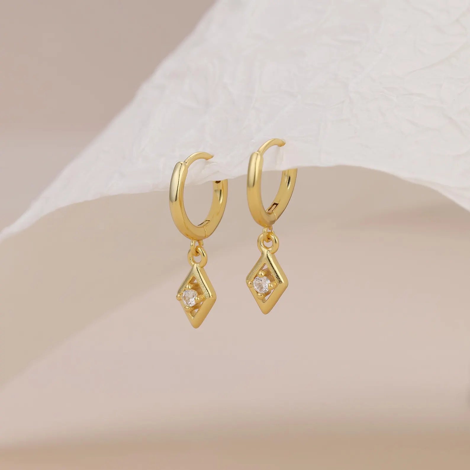 Rachel Rhombus Charm Hoop Earrings