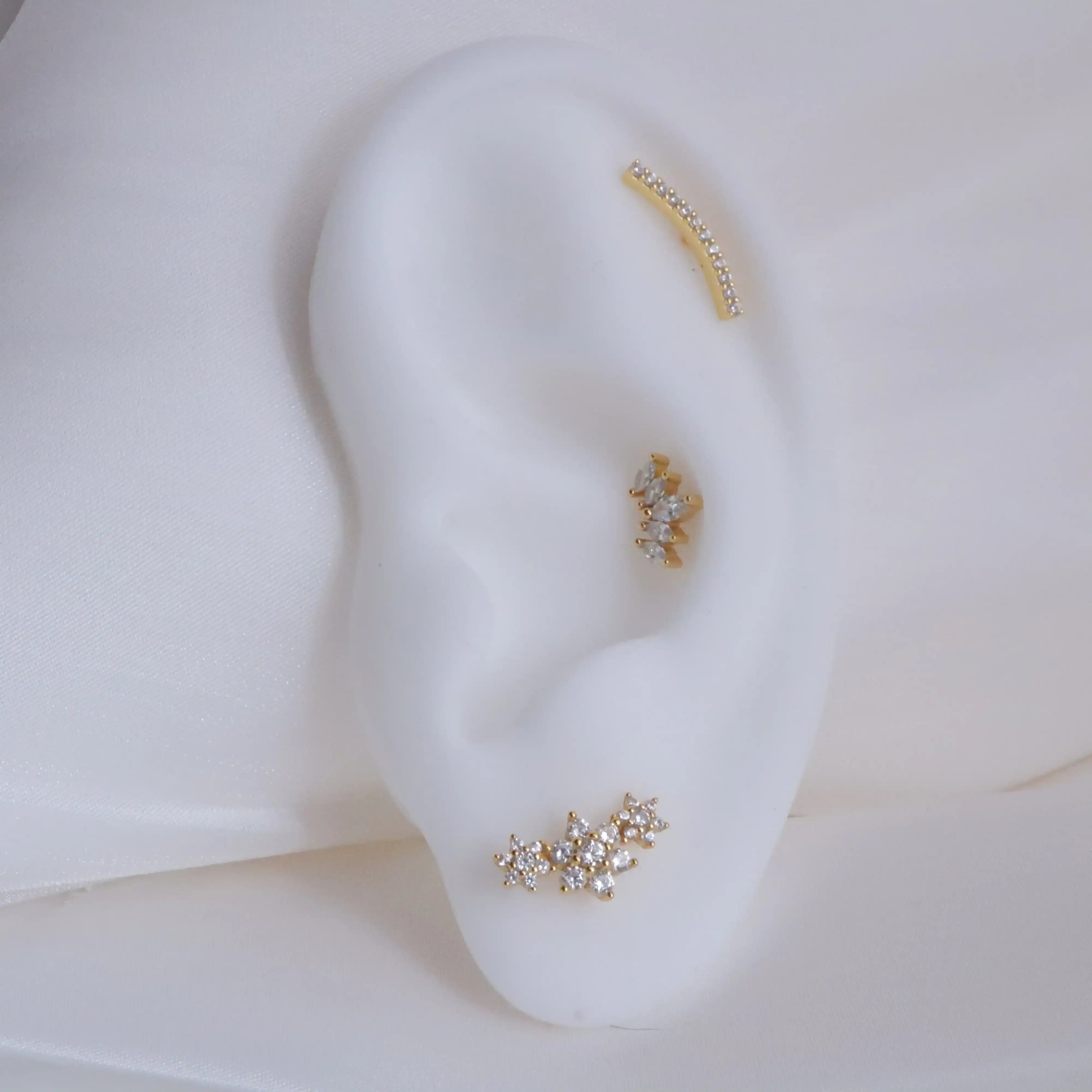 Trio Blooming Flower Flat Back Stud
