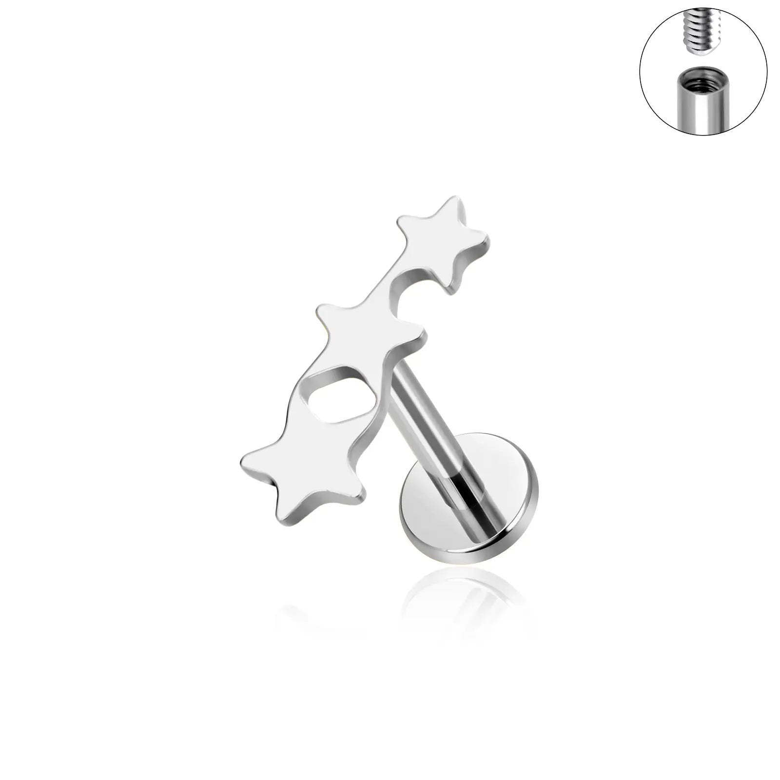 Titanium Trio Star Piercing Stud