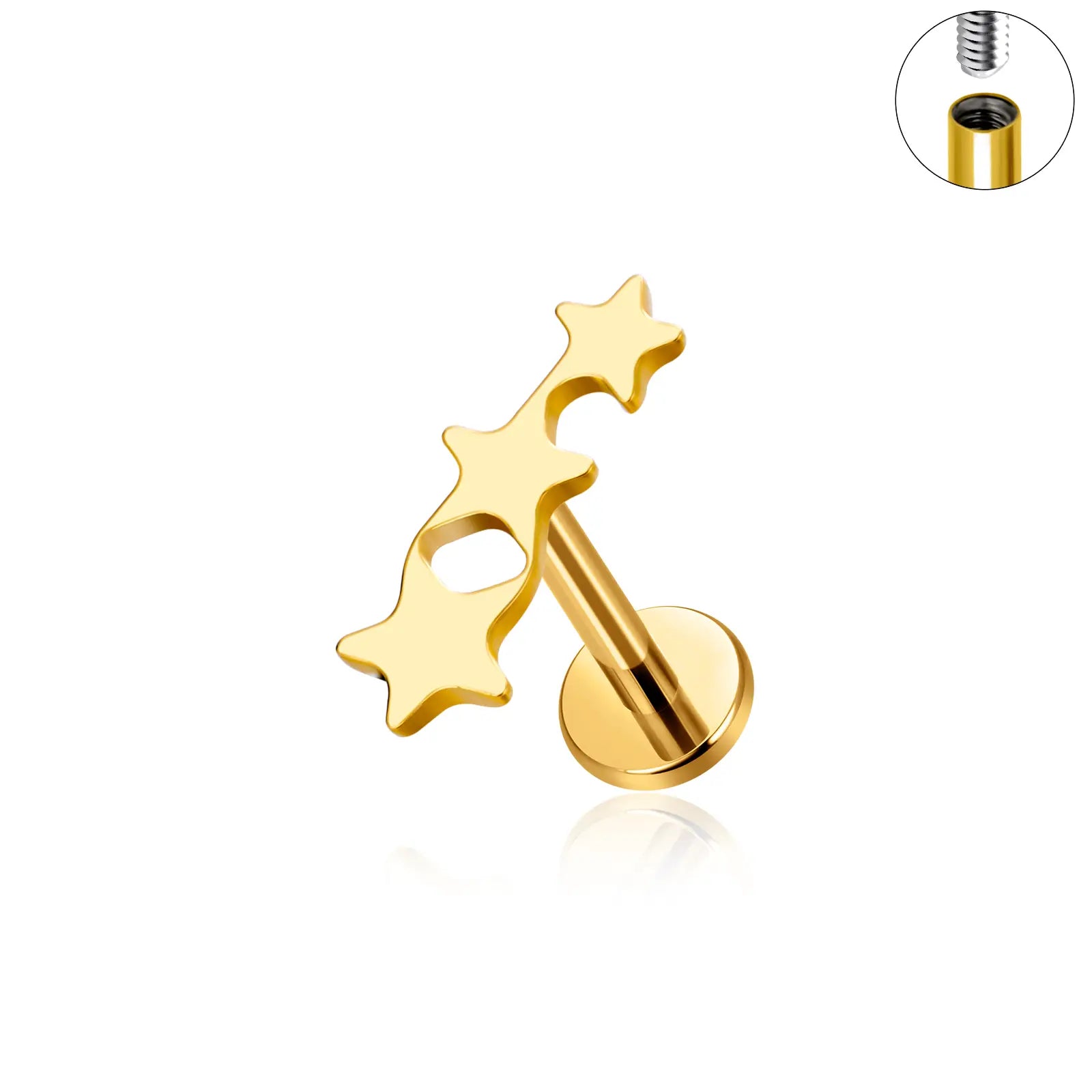 Titanium Trio Star Piercing Stud