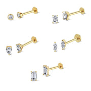 Brilliant White CZ Labret Piercing Stud (16G)