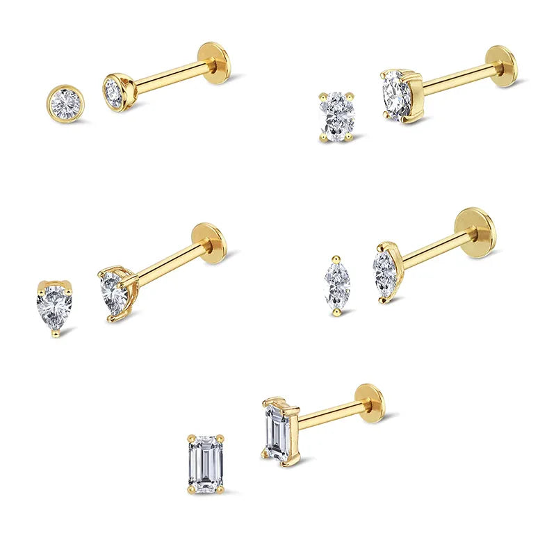 Brilliant White CZ Labret Piercing Stud (16G)