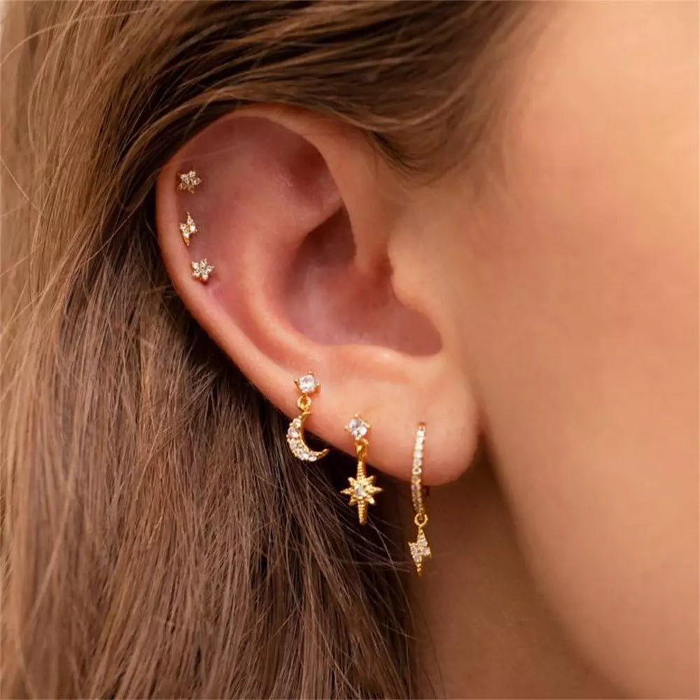 Moon, Star and Lightning Earring Set