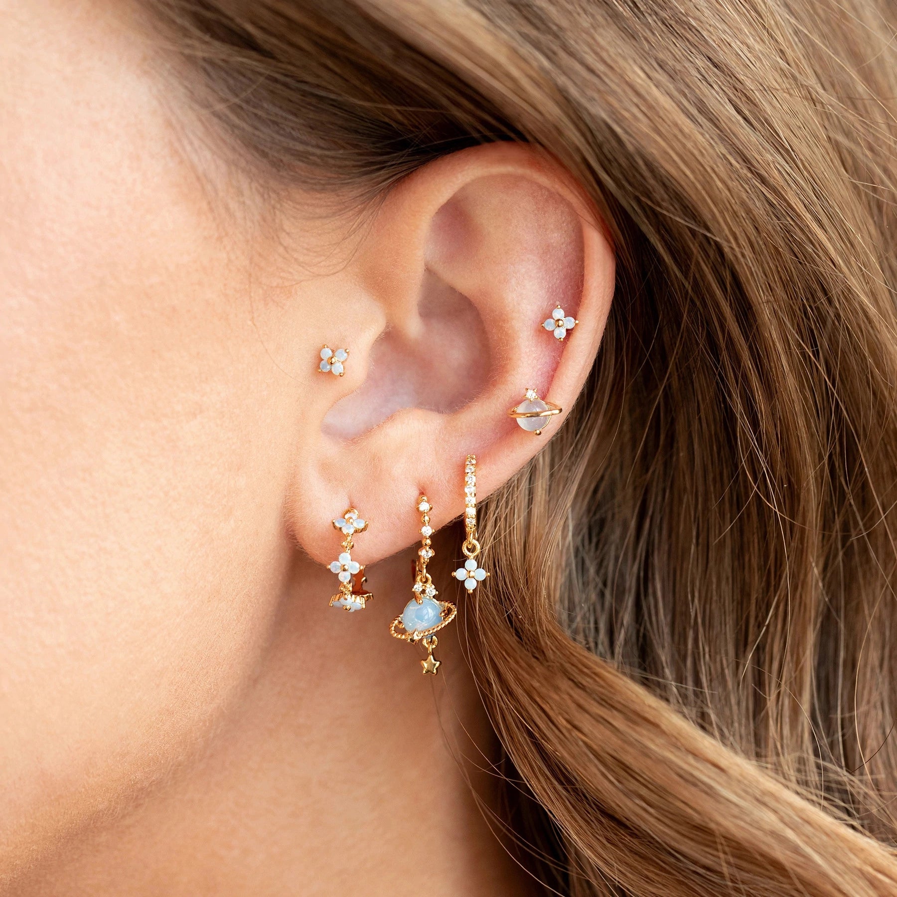 Moonstone Flower Earring Set