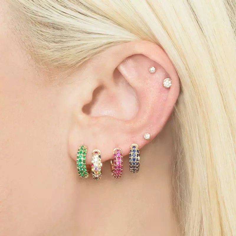Statement Gemstone Pave Hoop Earring