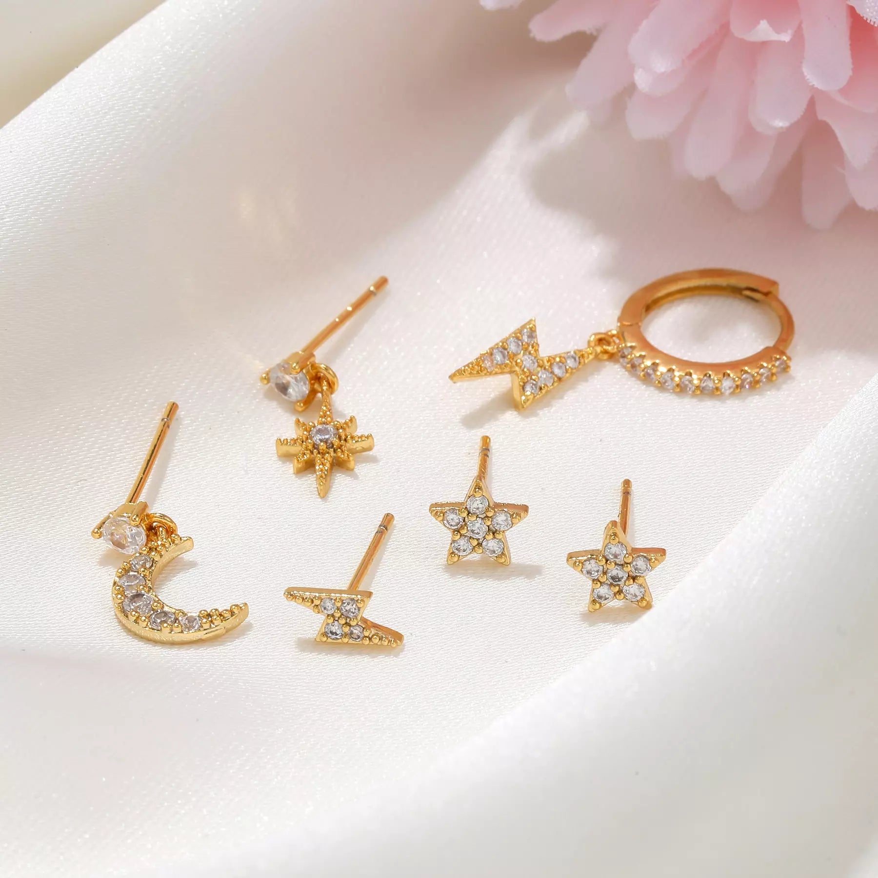 Moon, Star and Lightning Earring Set