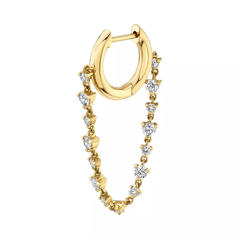 Rainbow & Snowhite Gold Chain Connected Earring