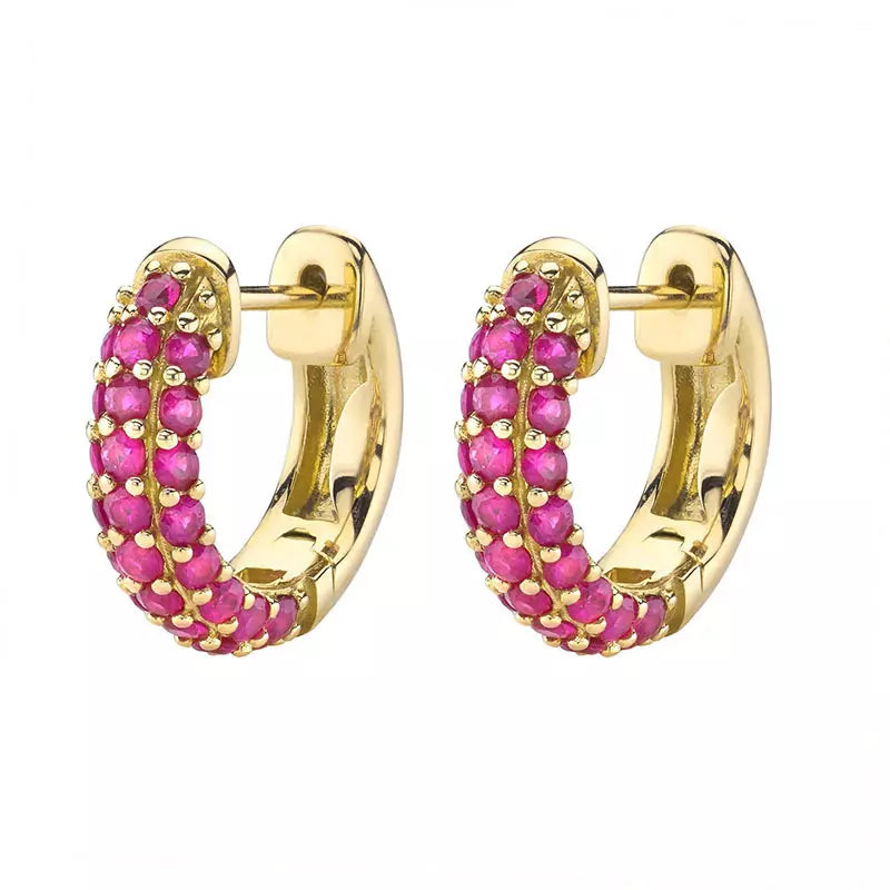 Statement Gemstone Pave Hoop Earring