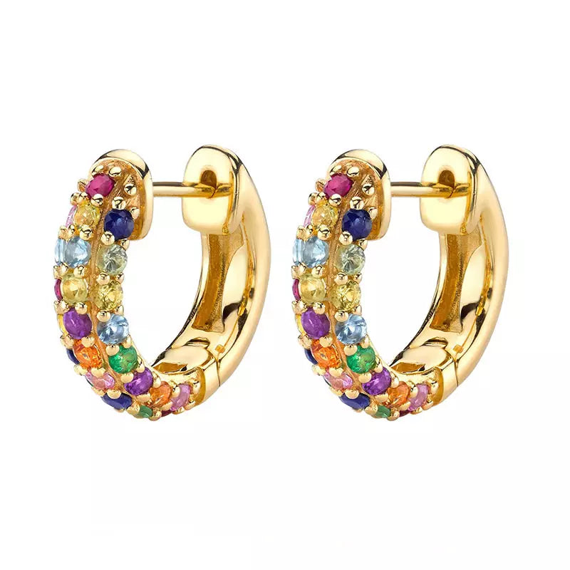 Statement Gemstone Pave Hoop Earring