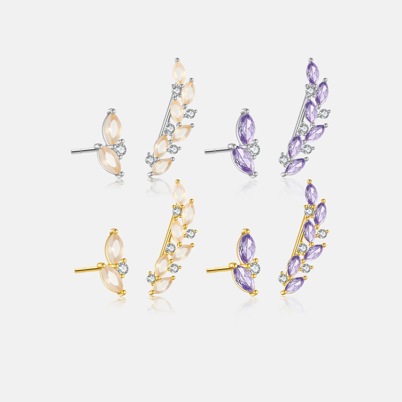 Asymmetrical Climbing Leaf Stud Earrings