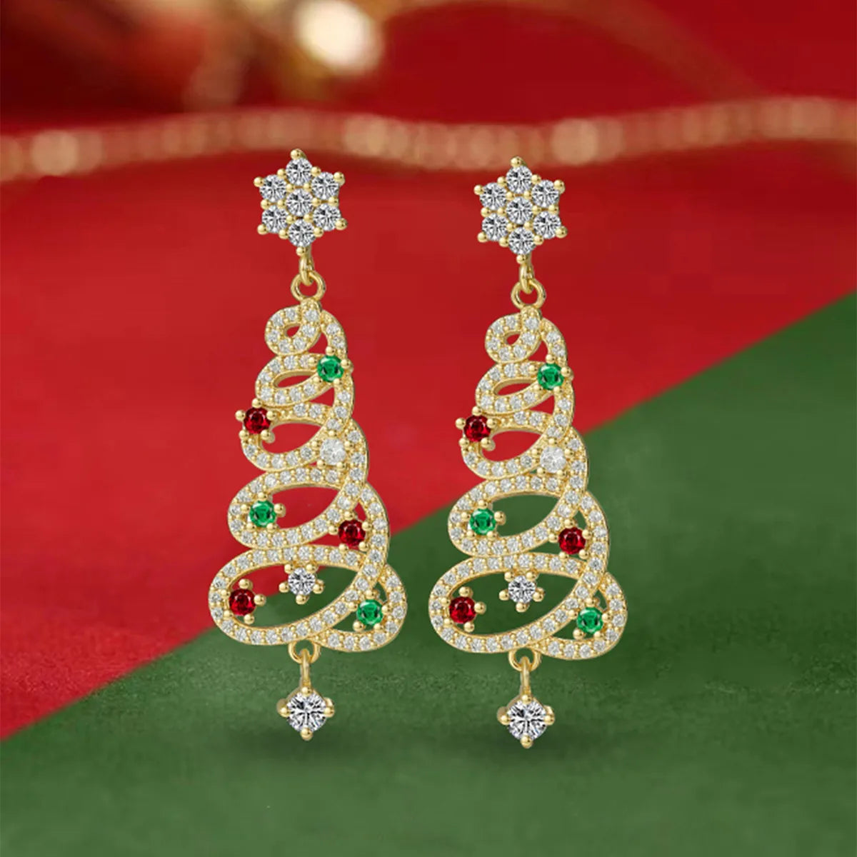 Festive Christmas Tree Drop Earrings