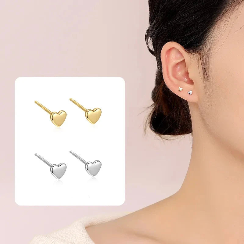 Minimal Small Heart Stud Earrings