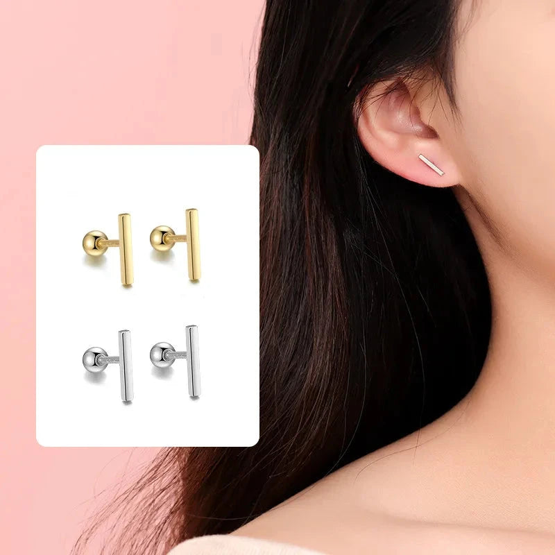 Minimal Line Barbell Stud Earrings (20G)