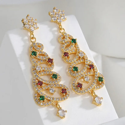 Festive Christmas Tree Drop Earrings