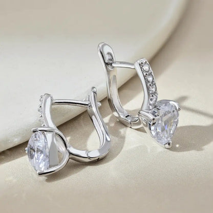 Pure Crystal Heart Hoop Earrings