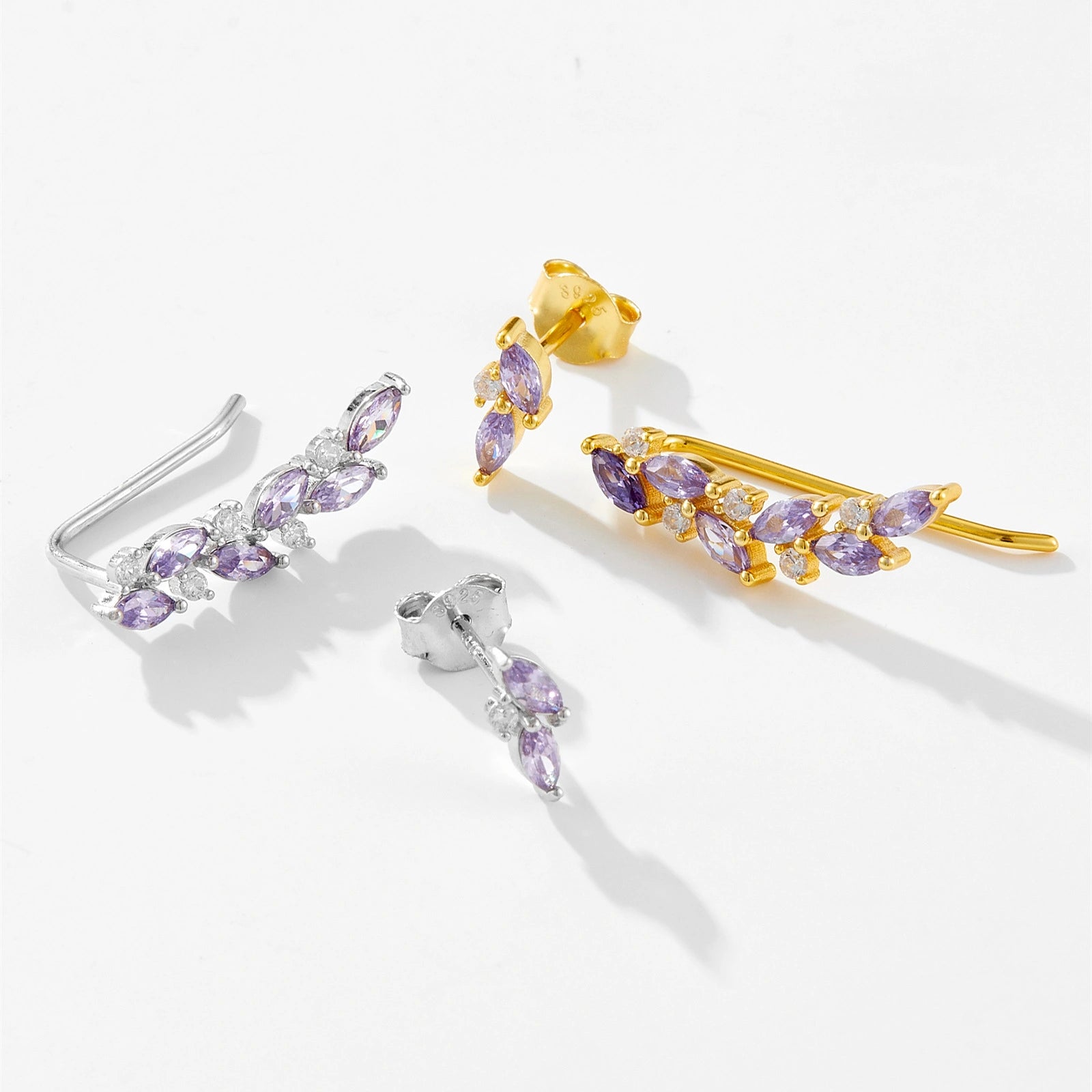 Asymmetrical Climbing Leaf Stud Earrings