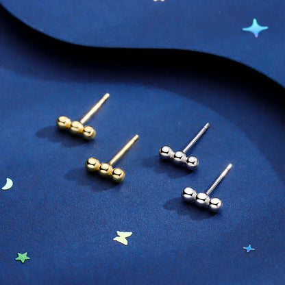 Minimal Trio Ball Stud Earrings