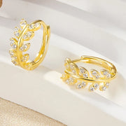 Sparkling Leaf Huggie Earrings