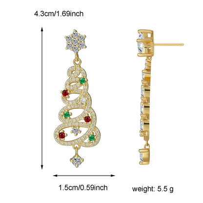 Festive Christmas Tree Drop Earrings