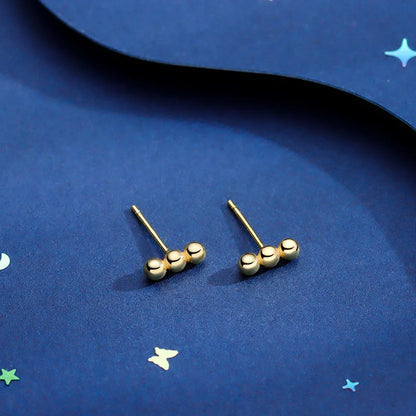 Minimal Trio Ball Stud Earrings