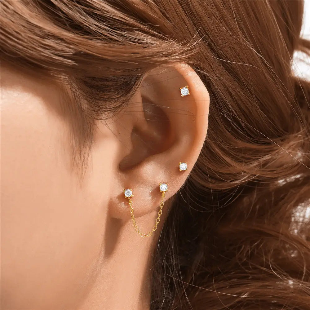 Minimal Diamond Earring Set