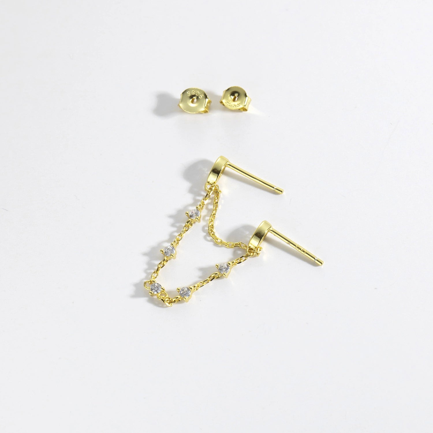 Double Piercing Marquise CZ Chain Dangle Earring