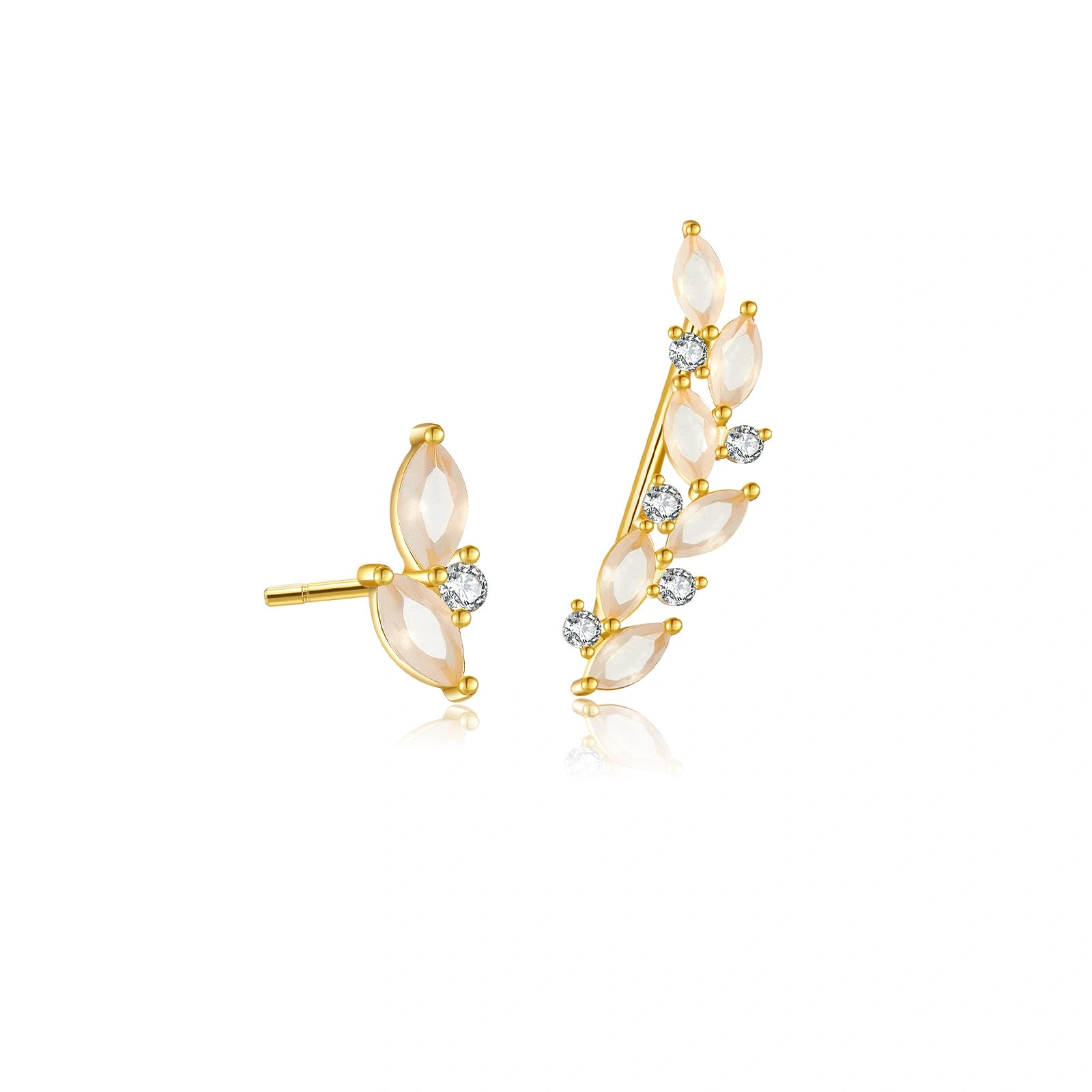 Asymmetrical Climbing Leaf Stud Earrings