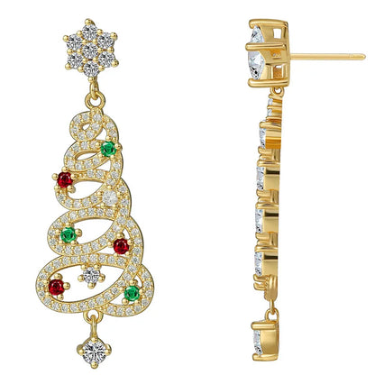 Festive Christmas Tree Drop Earrings