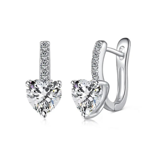Pure Crystal Heart Hoop Earrings