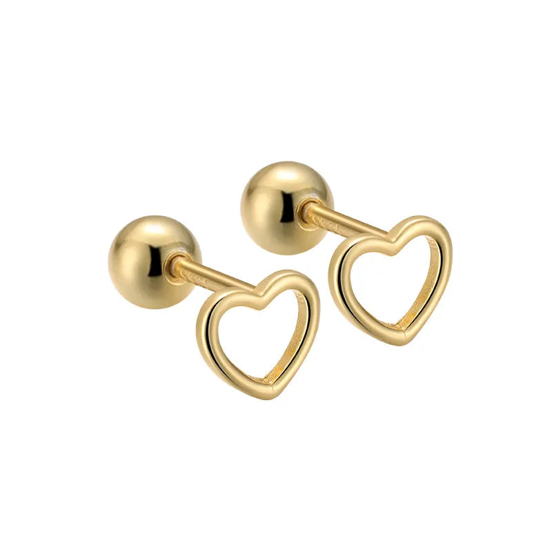 Simple Heart Barbell Stud Earrings (20G)