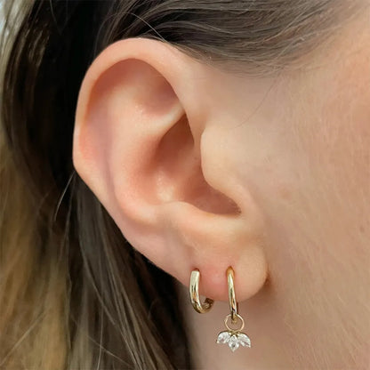 Crystal Three-Petal Hoop Earrings