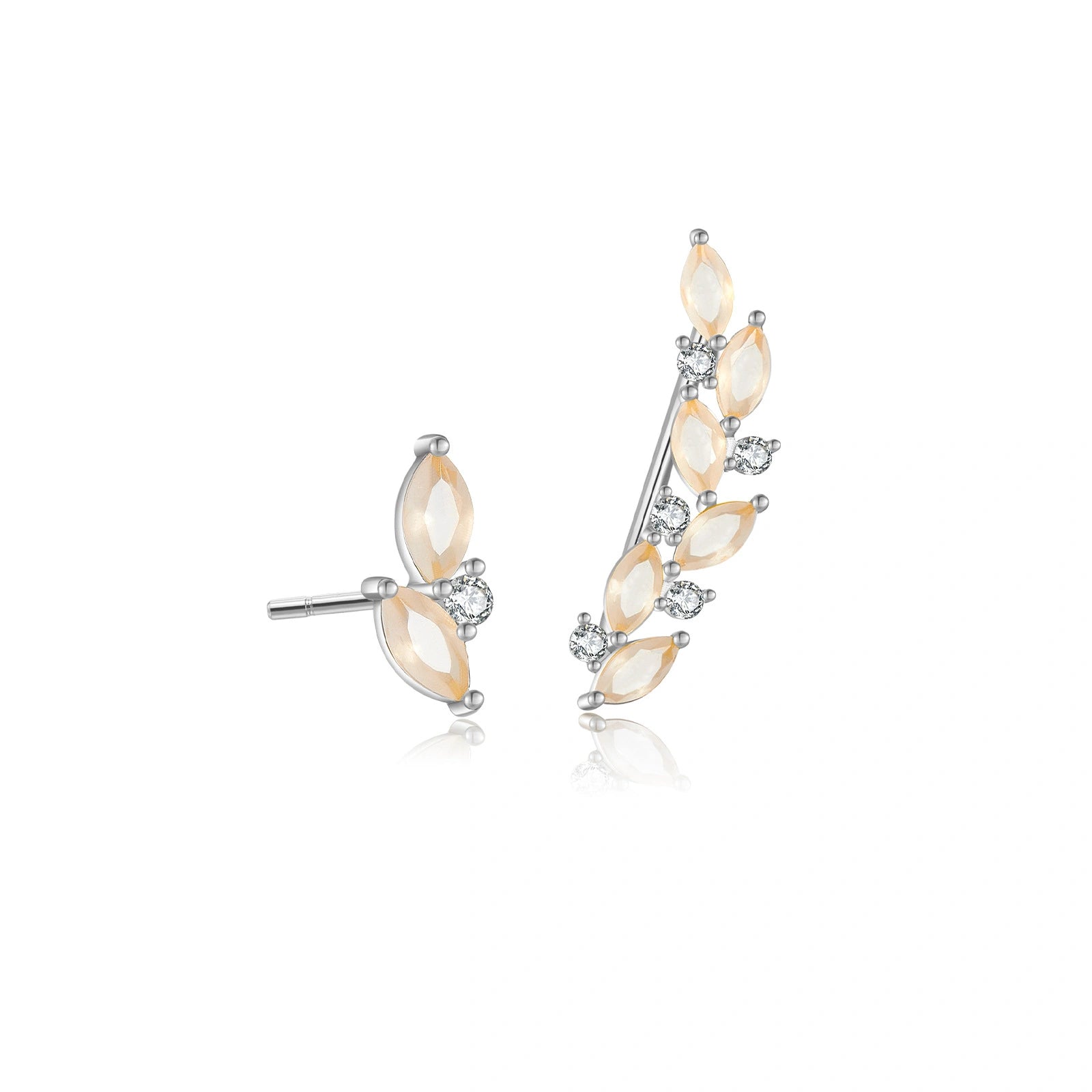 Asymmetrical Climbing Leaf Stud Earrings